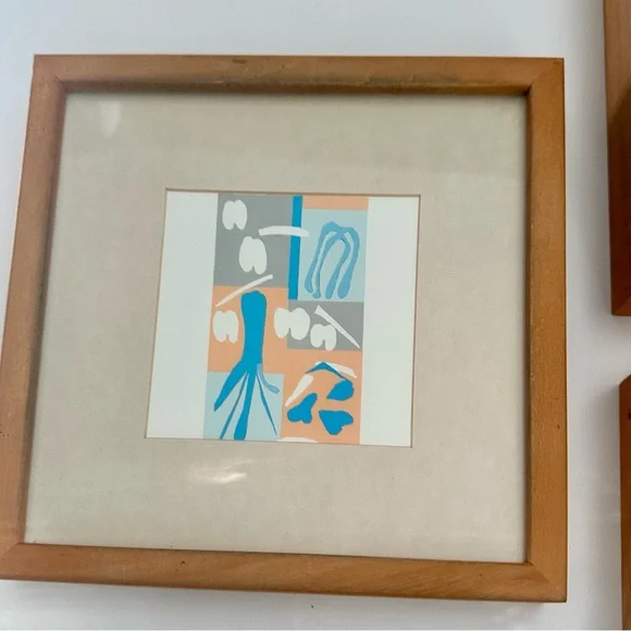 Set of Three Henry Matisse Framed Abstract Art Prints Accents
